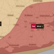 The weather warning for Storm Eunice has been upgraded from amber to red across Hertfordshire.