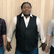 Reginald D Hunter with Glyn Doggett (left) and David Ephgrave (right). The stand-up comedian will appear at the Hitchin Mostly Comedy night at Hitchin Town Hall on Thursday, September 19. Picture: Supplied by Doggett & Ephgrave