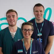 Isabel Hospice paramedics Andrew Shaw and Alex Palmer with senior staff nurse Rachel Wisby.