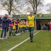 Dan Webb receives a guard of honour for his 400th and final game for Hitchin Town.