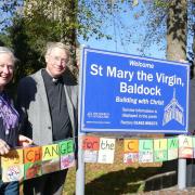 St Mary's Church proudly displays bunting in support of climate action