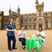Taking tea in the Front Courtyard at Knebworth House.