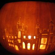 Knebworth House carved pumpkin for Halloween.