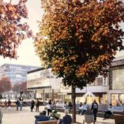 An artist's impression of Town Square, Stevenage, after the regeneration
