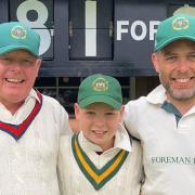 Jeremy Gillham with grandson Henry and son Tom after they played in the same Letchworth Garden City Cricket Club team.