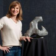 Fake or Fortune? presenter Fiona Bruce with a sculpture, possibly by Henry Moore.