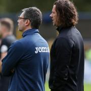 Brett Donnelly (right) led the praise after Mark Burke resigned as manager of Hitchin Town. Picture: DANNY LOO