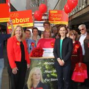 Leader of Stevenage council and labour candidate cllr Sharon Taylor and her team were joined by Ed Miliband's wife Justine in Stevenage town centre