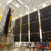 The 'Biomass' satellite with its solar array deployed