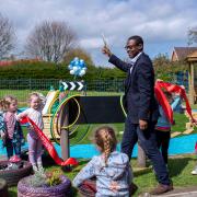 Bim Afolami MP cut the ribbon on the newly-renovated play area.