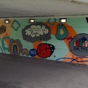 The Covid the Cobra mural in Stevenage has been delivered by Community Interest Company Junction 7 Creatives.