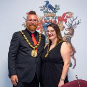 Cllr Daniel Allen, chair of North Herts Council, with Cllr Amy Allen, his consort.