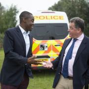 Bim Afolami, the MP for Hitchin and Harpenden, with David Lloyd, the police and crime commissioner for Herts.