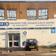 Baldock Tyre/Exhaust & MOT Centre was particularly badly damaged.