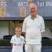 A total of 56 years separates Ickleford team-mates Noah Giggle and Roy Izzard. Picture: ICKLEFORD CC