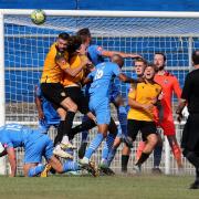 Stotfold put pressure on the Redbridge goal. Picture: TGS PHOTO