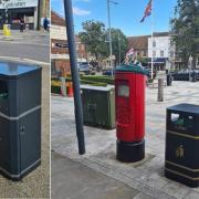 Some of the new bins that have recently been installed in Baldock town centre.