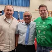 From left to right: Steve Mills (headteacher at Whitehill Junior School), Billy Byrne and Adam Astill at the quiz.