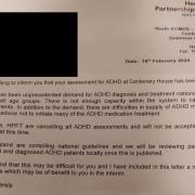 This letter was sent to some patients in North Hertfordshire who are waiting for ADHD assessments.