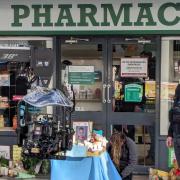 A pharmacy set has been erected in Queensway for the filming.