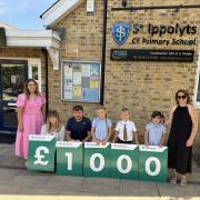 Boost - Pupils and staff at St Ippolyts CE Aided Primary School celebrating the donation