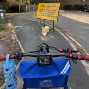 A sign for works by Cadent blocked the path for wheelchair users.