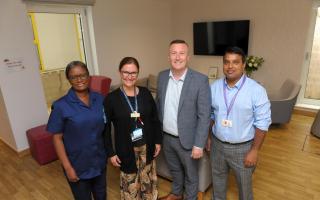Lister Hospital has benefited from a Miller Homes grant. Pictured: Caroline Chiutare, Nicola Amos and Dr Ahter Amed from Lister Hospital’s neonatal unit, with David Kennefick of Miller Homes (centre right) inside the newly-renovated ward in Stevenage.