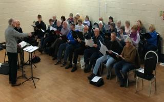 Hitchin Thespians rehearsing 'Christmas at Woodside'