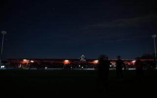 Darkness at the Lamex Stadium before the Cambridge game. Picture: TGS PHOTO